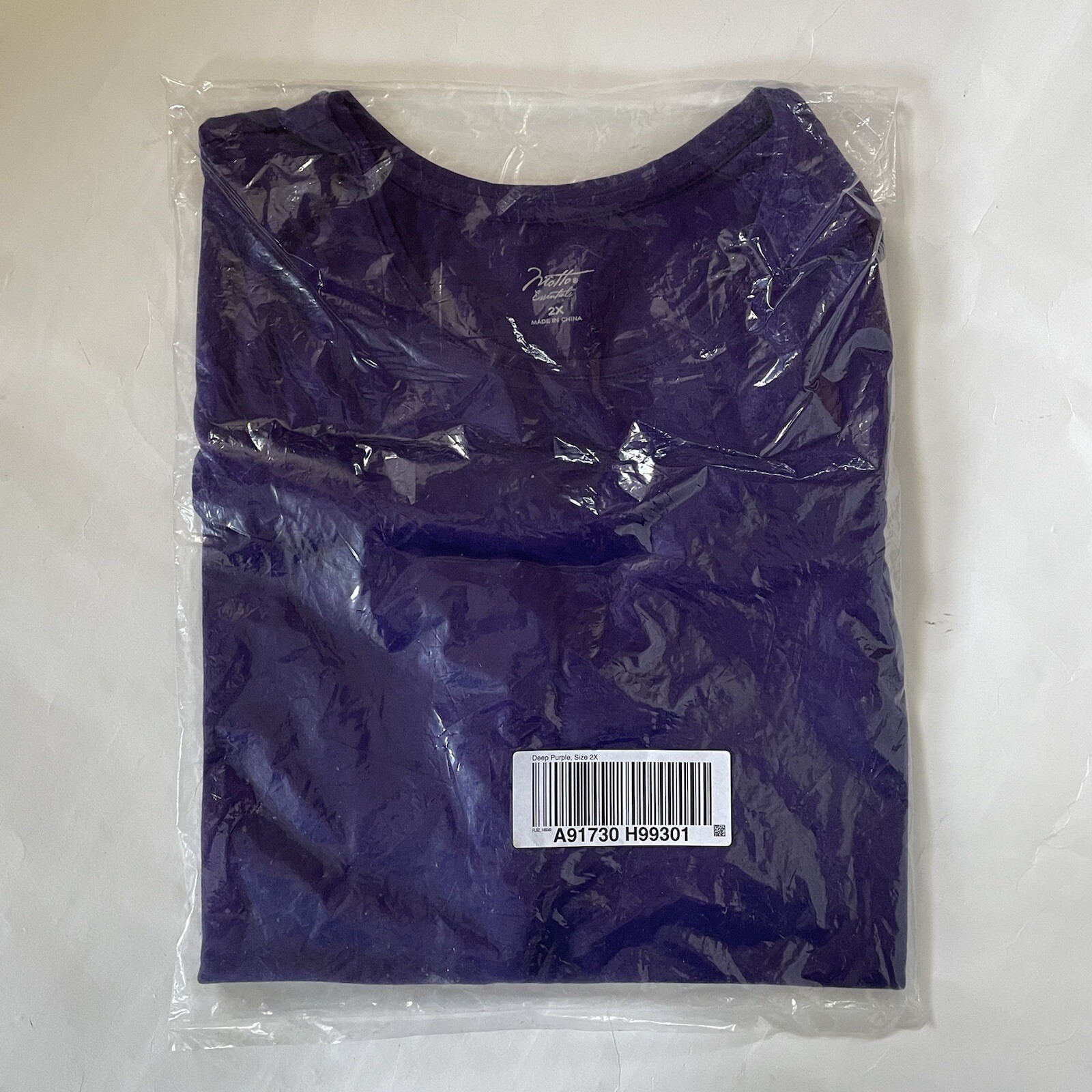 Motto Essentials Womens Plus 2X Tee T-shirt Short Sleeve Crew Neck Purple NEW