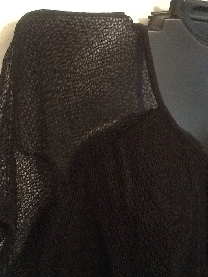 Isela Woman Lace Mesh Crochet Ladies Shirt Top Handkerchief Black NEW