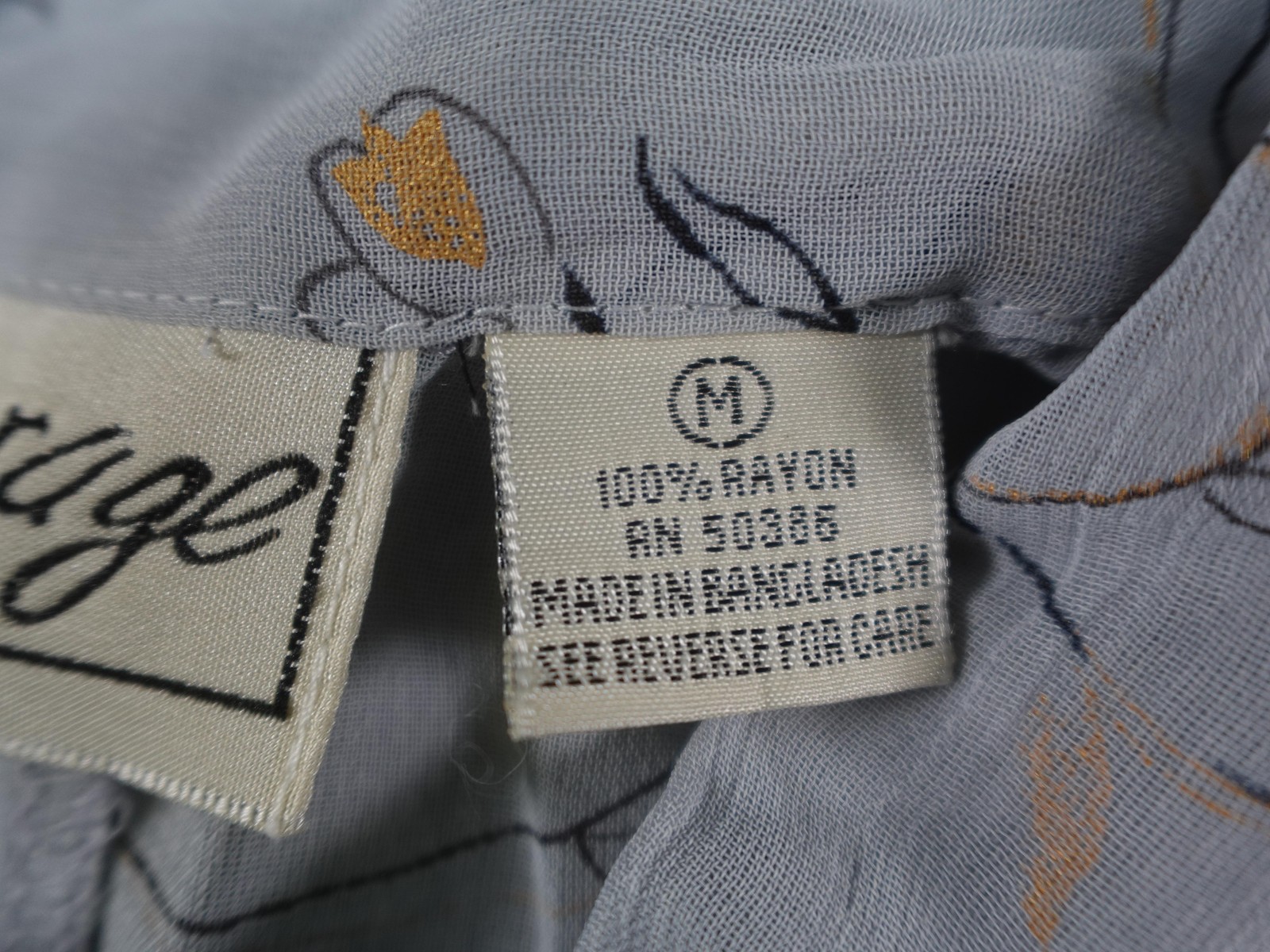 Vintage Sheer Shirt Womens Medium Gray Floral Button Front Tie Waist Lightweight
