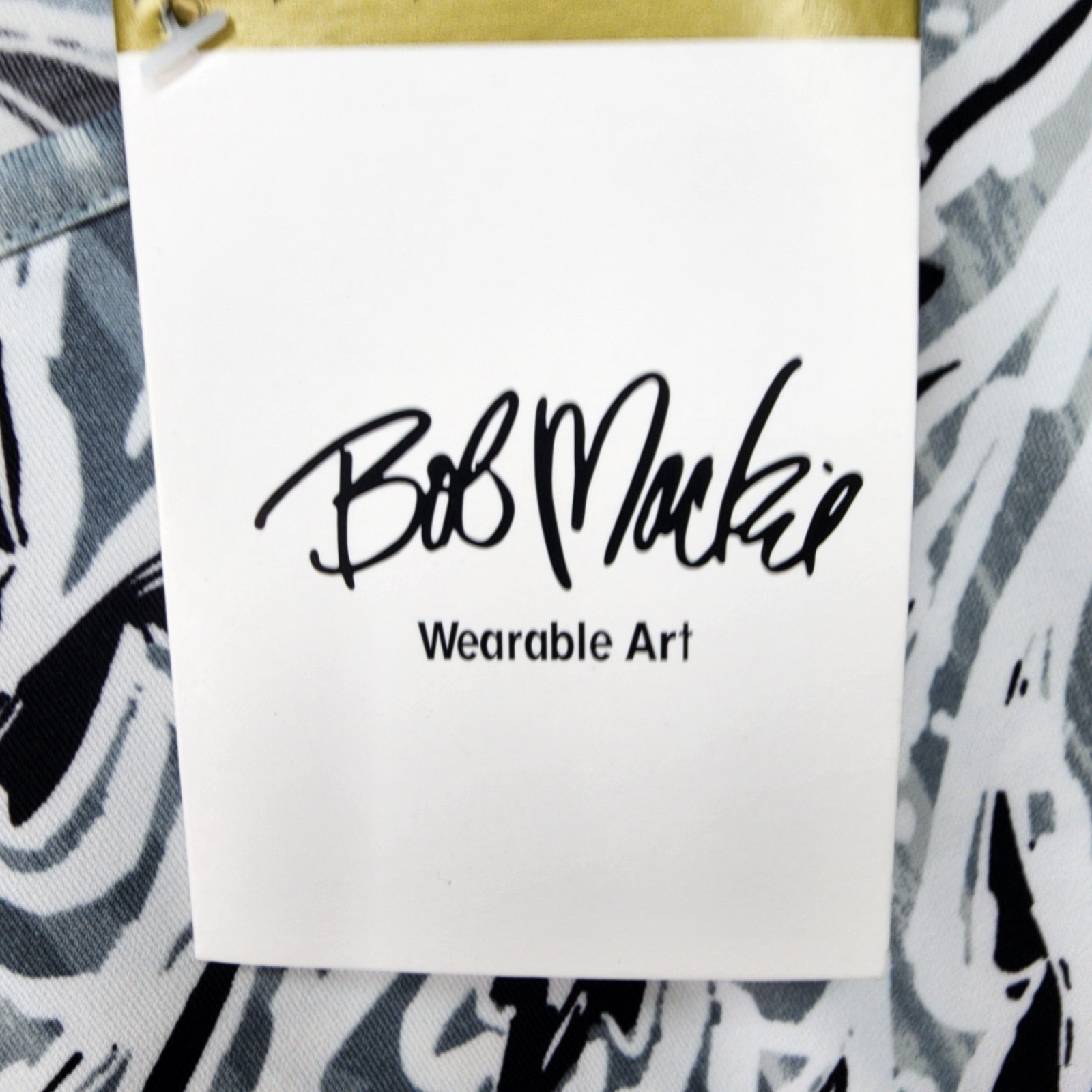 Bob Mackie Wearable Art Blouse L Feather Print Silky Stretch Office Chic Stateme