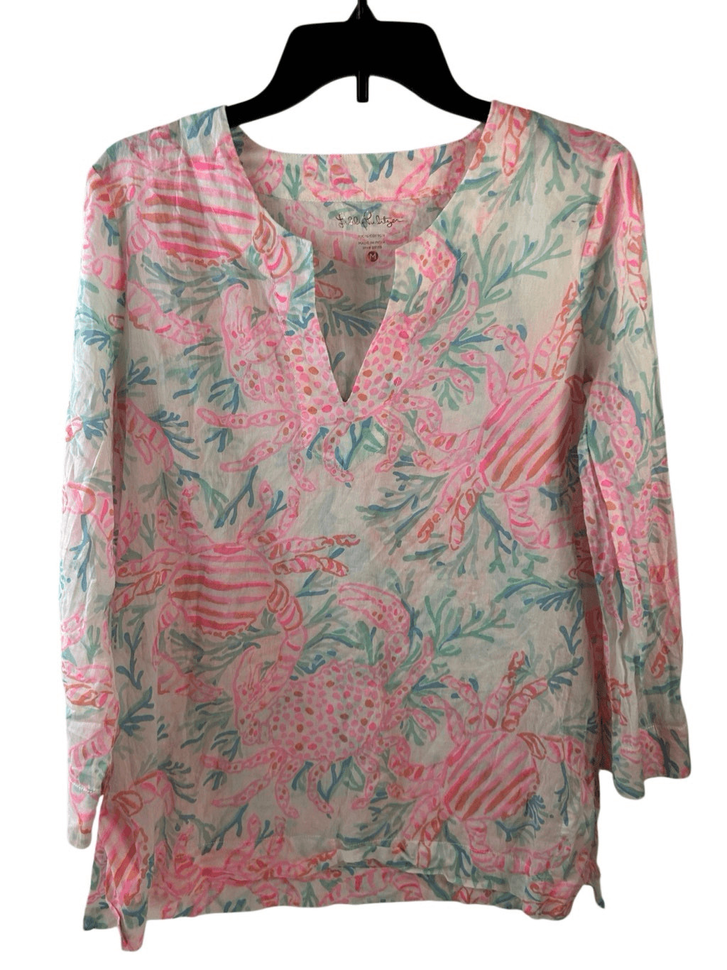 Lilly Pulitzer Amelia Island top pink crab rn#88189 shirt