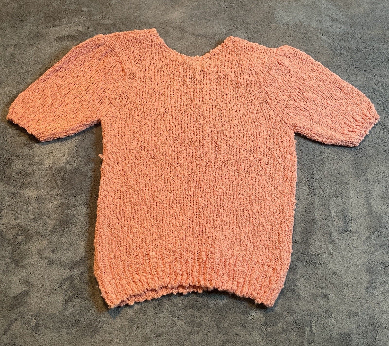 Vintage 80s Knit Top Blouse Women’s Small Pink Hipster Cute Lightweight Acrylic