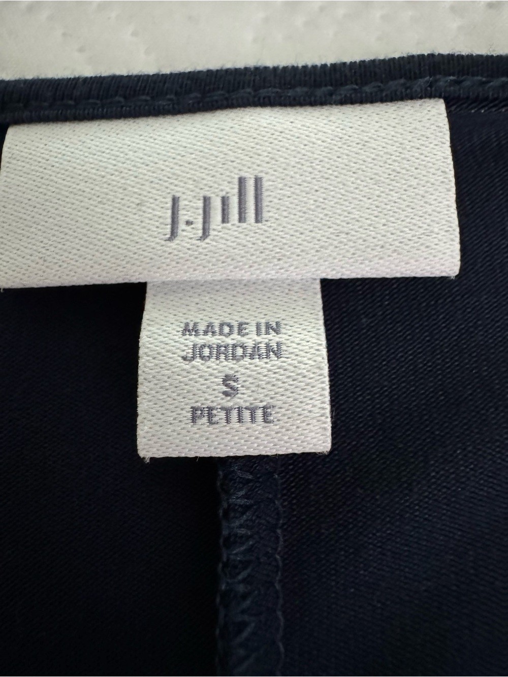 J.Jill Silky Feel Satin Front Top Long Sleeve Pullover Navy Blue Petite Small