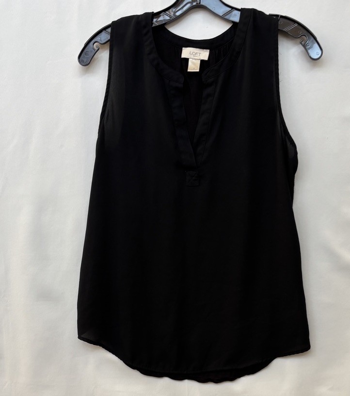LOFT Womens Black Sheer Sleeveless V-Neck Pullover Blouse Size S