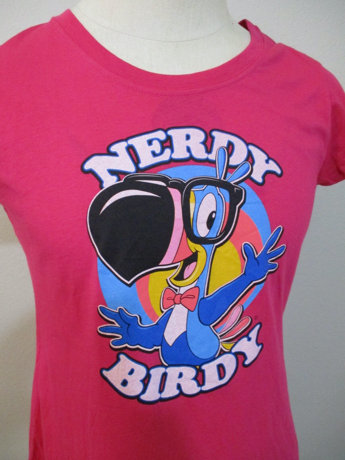 Vintage Toucan Sam Froot Loops Shirt Womens XL Hot Pink Nerdy Birdy Promo