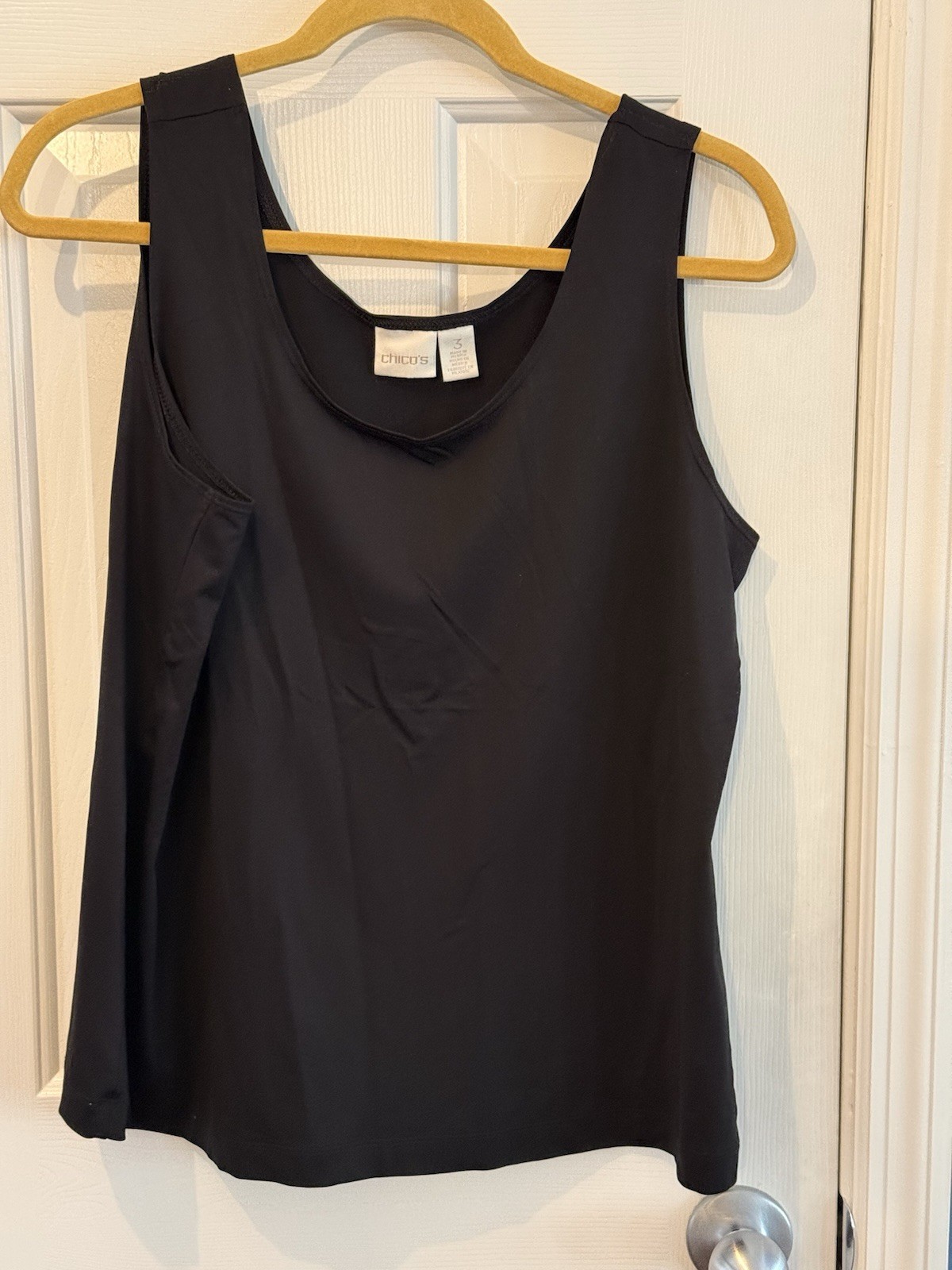 chicos size 3 Or XL Lot Of 3 Tank Tops Blck Olive GreenBlue 92% Nylon 8% Spandex