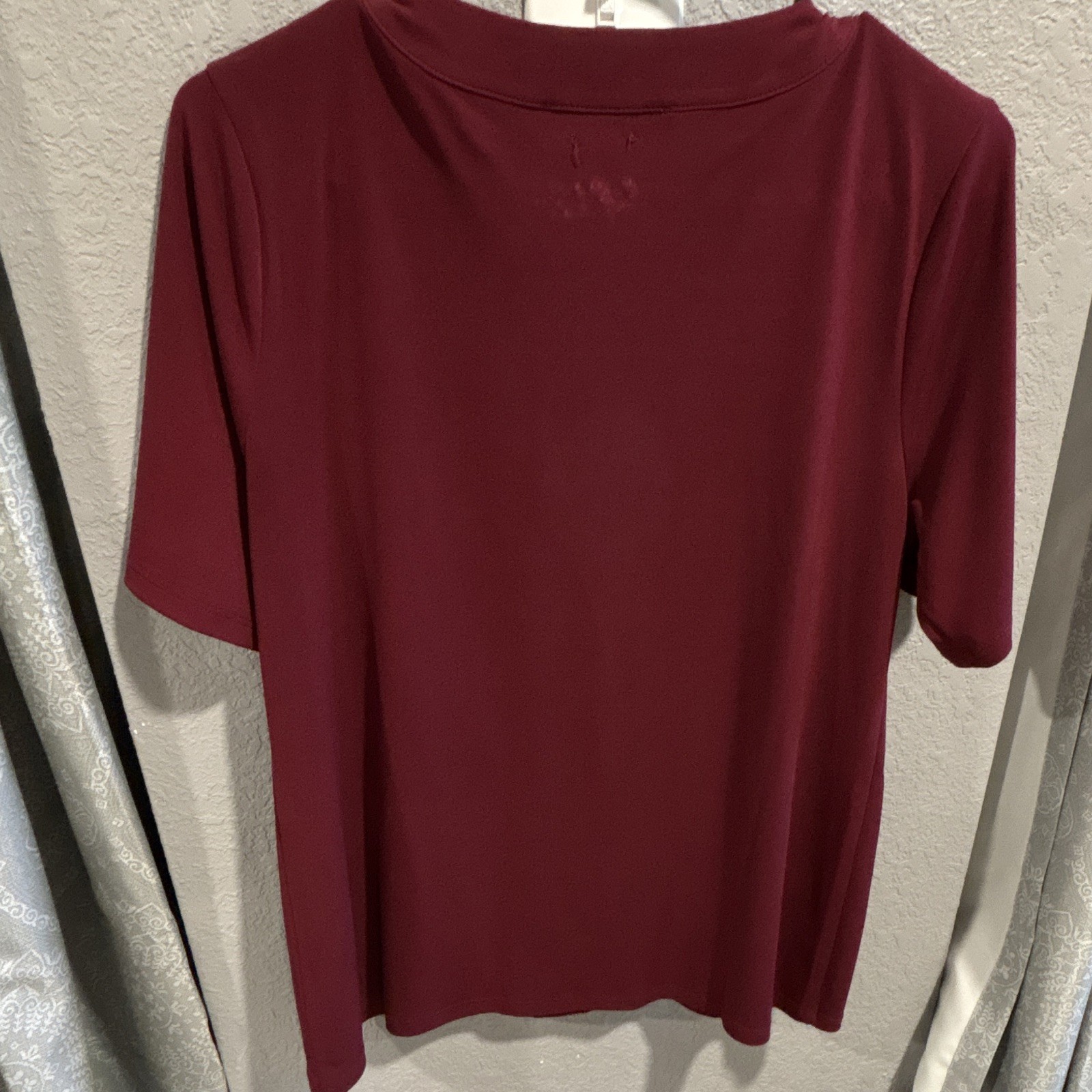 Michael Michael Kors M Burgundy Studded V-Neck Short Sleeve Blouse