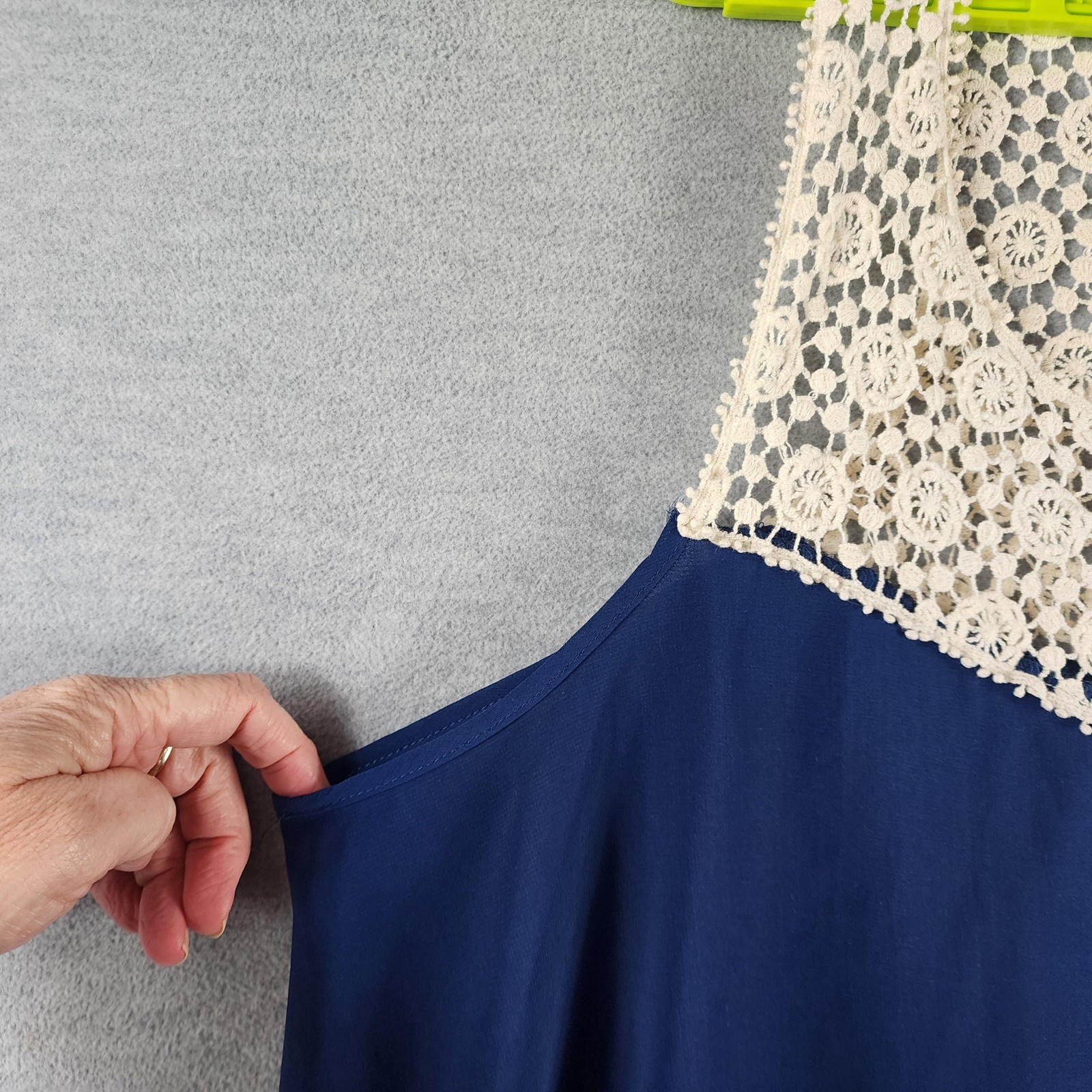 Annabelle Blouse Womens 3XL Blue Crochet Lace Scoop Neck Sleeveless Tunic Top