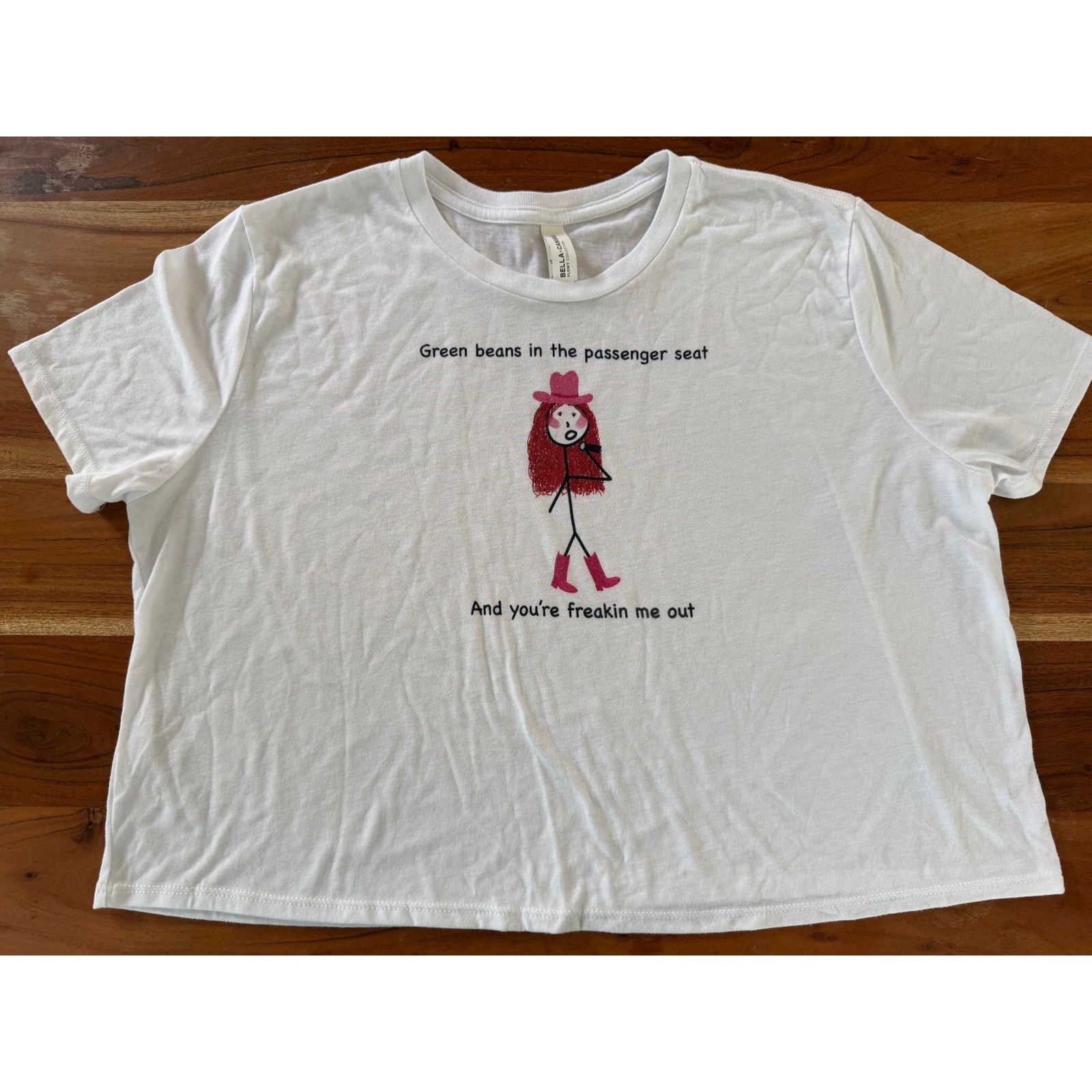 Bella Canvas Green Beans in the Passenger Seat Graphic Crop T-Shirt White XL