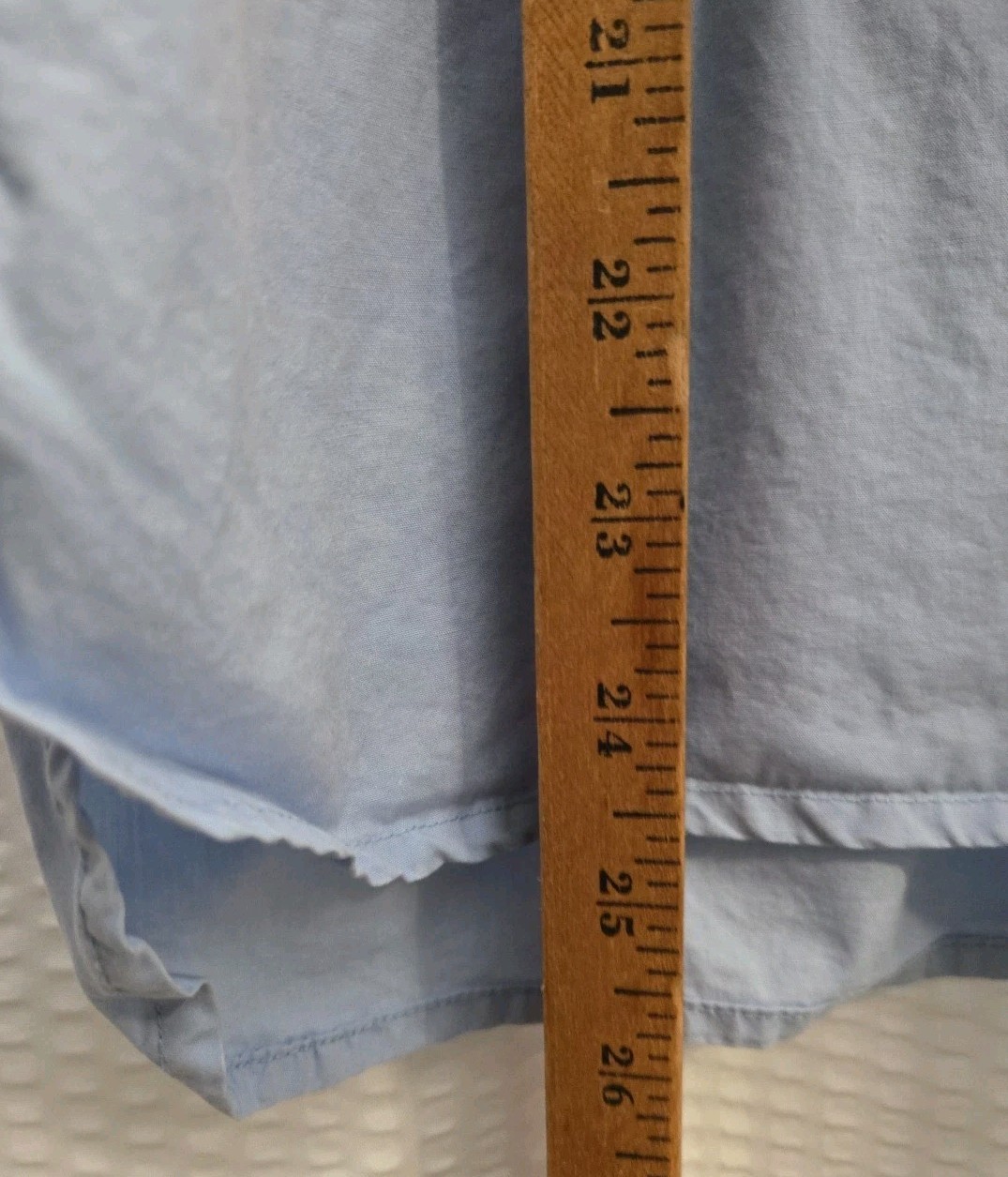 H&M Womens Cotton Tunic Top Lt Sky Blue US/6 Puff Sleeves ½ button Up Collar EC