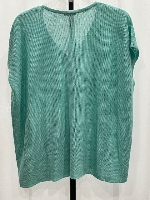 NWT! $248 Eileen Fisher 1X V-Nk Sleeveless Box Top ‘Aqua’ Mint Org Linen All Yr