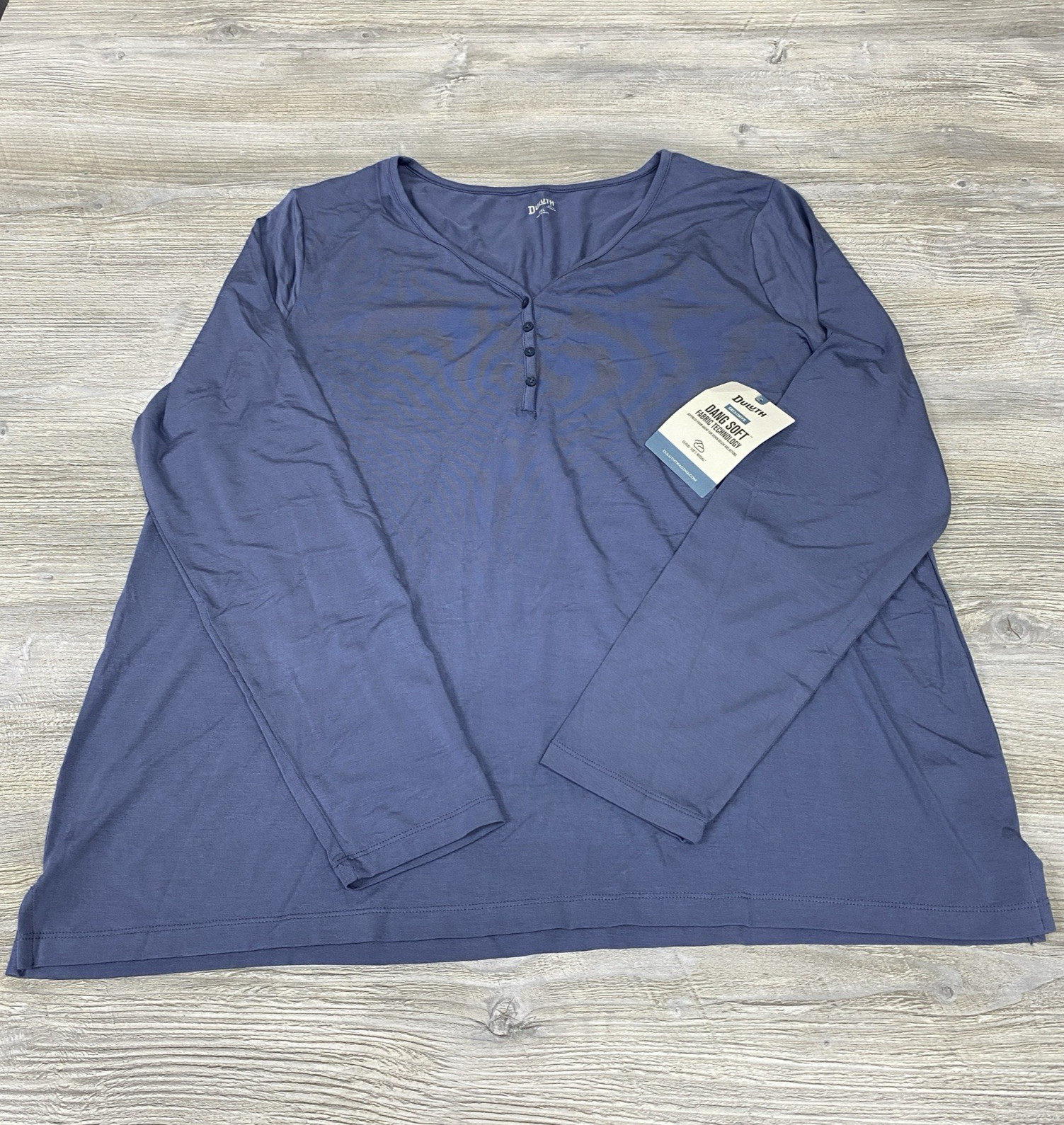 Duluth Trading Co Women 2XL Dang Soft Long Sleeve Henley Shirt Blue Pullover