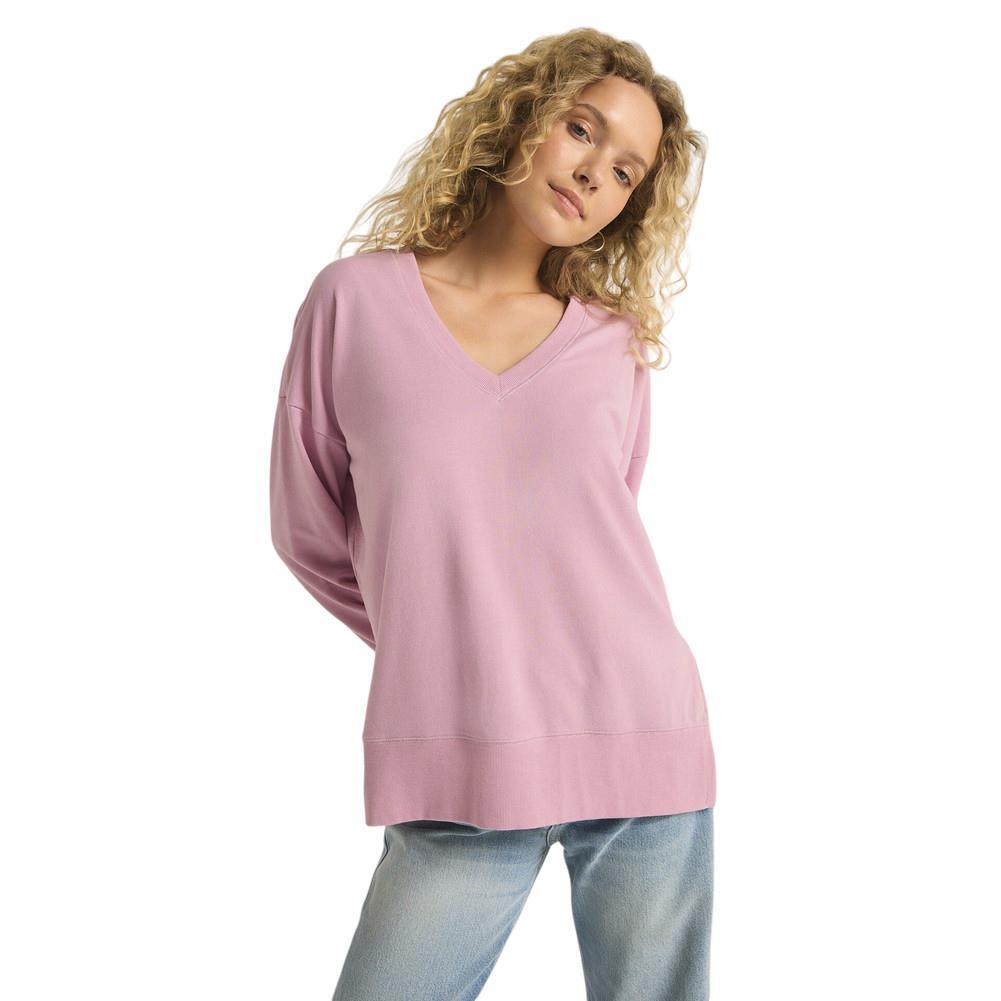 Z Supply Modern V-Neck Weekender Long Sleeve Top – Sunset Mauve Pink