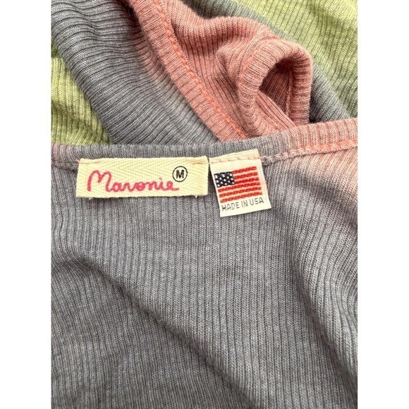 Maronie Y2K Ombre Ribbed Modal Tank Top Pink Gray Green Fairy Grunge Size M
