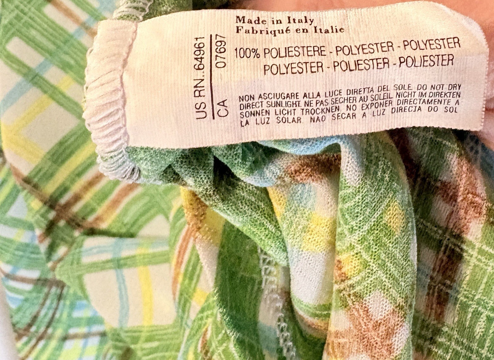 VTG Women’s Green Plaid Blouse Long Sleeve Button Top By Sisley Italy Size S/M