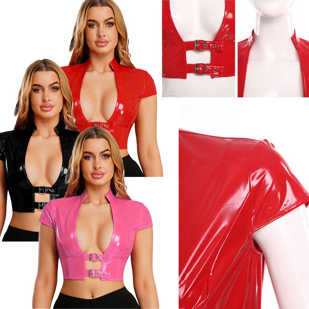 Women Top Adult Bustier Latex Vest Underwire Clubwear Adjustable Glossy Stage