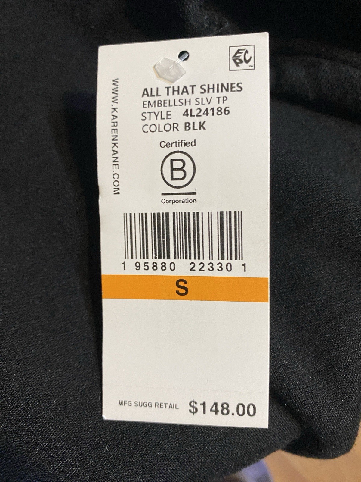 Karen Kane All That Shines Embellished Sleeve Accents Size S