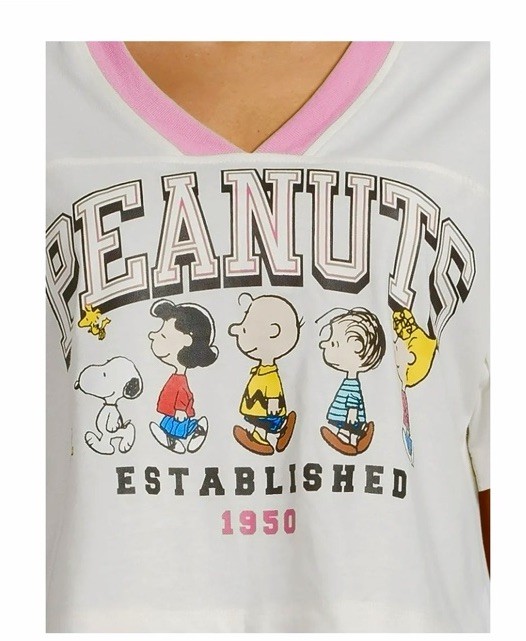 New Peanuts Snoopy Sporty Cropped Short Sleeve Graphic T-shirt Size XL NWT