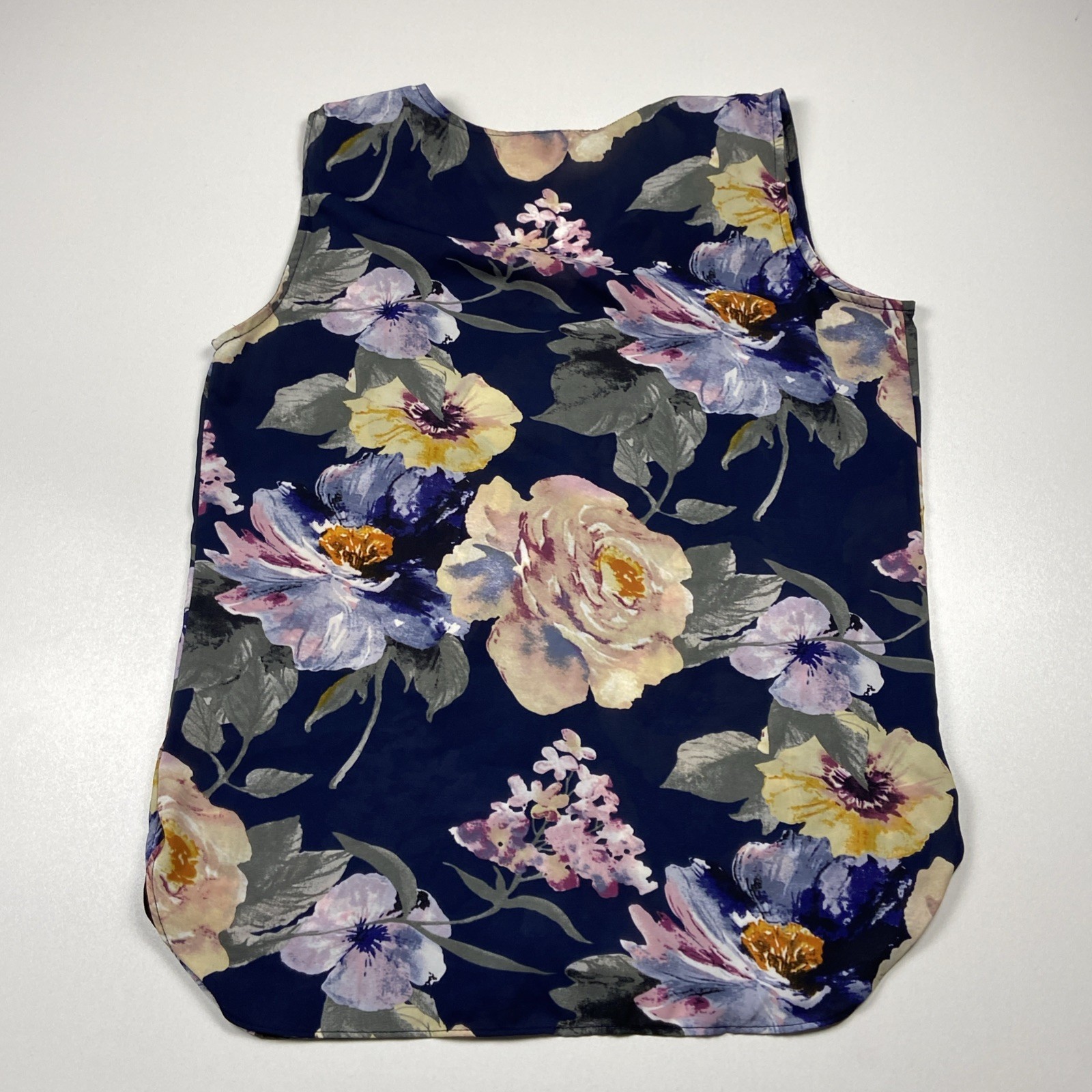 Milano Floral Sleeveless Blouse Size S Multicolor Art to Wear Abstract Sheer Top