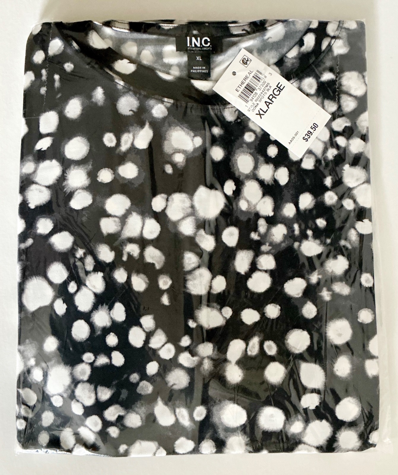 Macy’s Exclusive Women’s Silky Jersey Elbow-Sleeve T-Shirt Black & White NWT