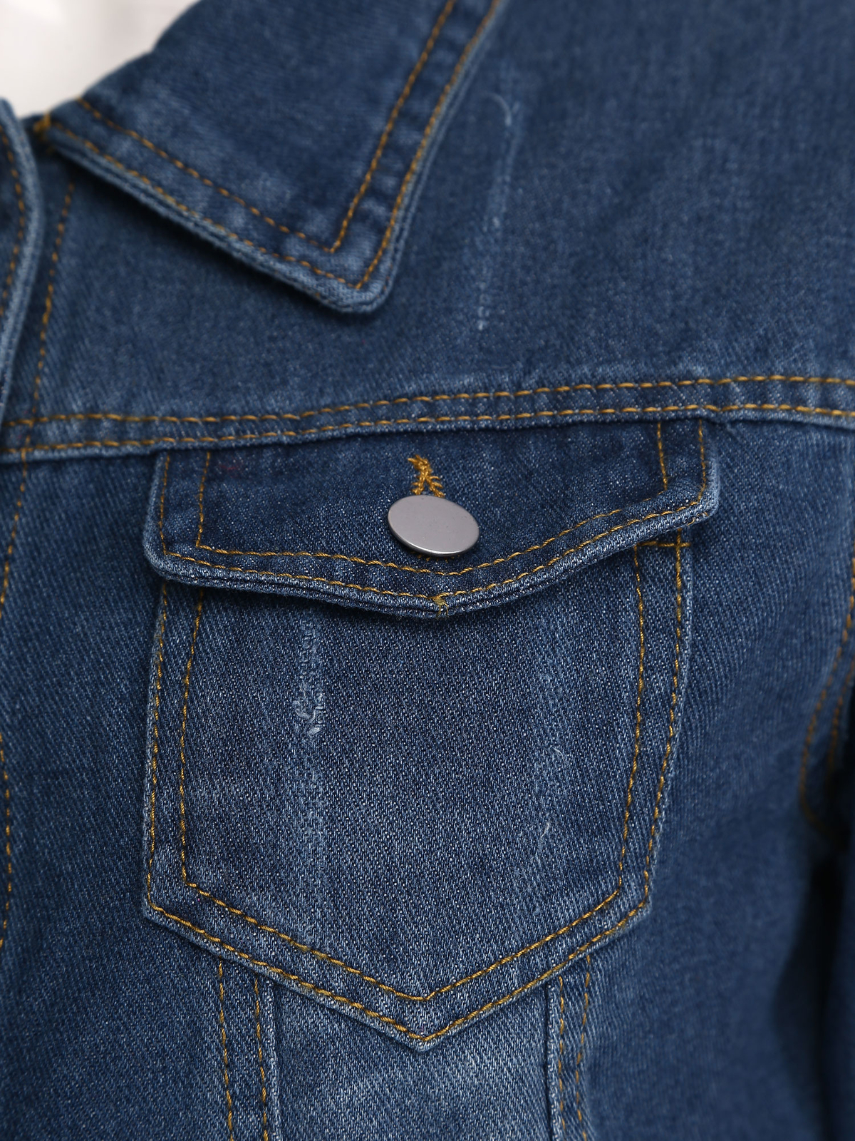 Women’s Short Denim Jacket Button Closed 3/4 Sleeve Jean Jacket,With Pockets