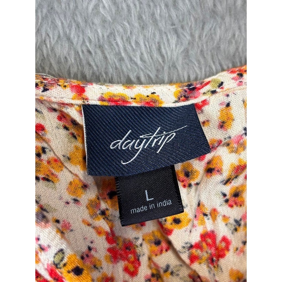 Daytrip Womens Floral Button Front Cami Top Orange Red Yellow Boho Size Large