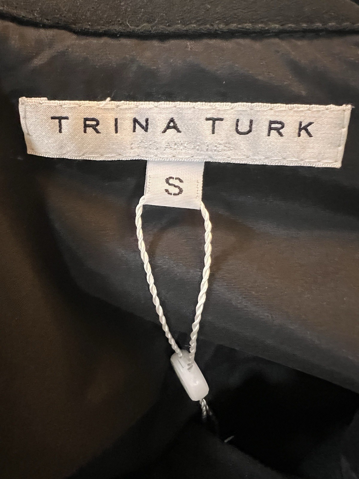 NWT Trina Turk Black Blouse Top With Pockets Size Small Made In USA