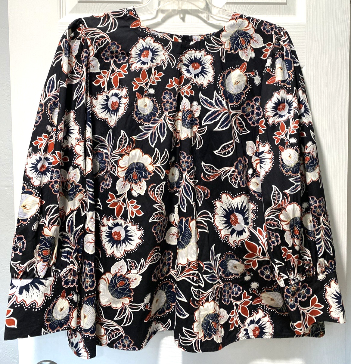 Who What Wear Top Button Up Back Multicolor Floral Long Sleeve Work Size 2X NEW