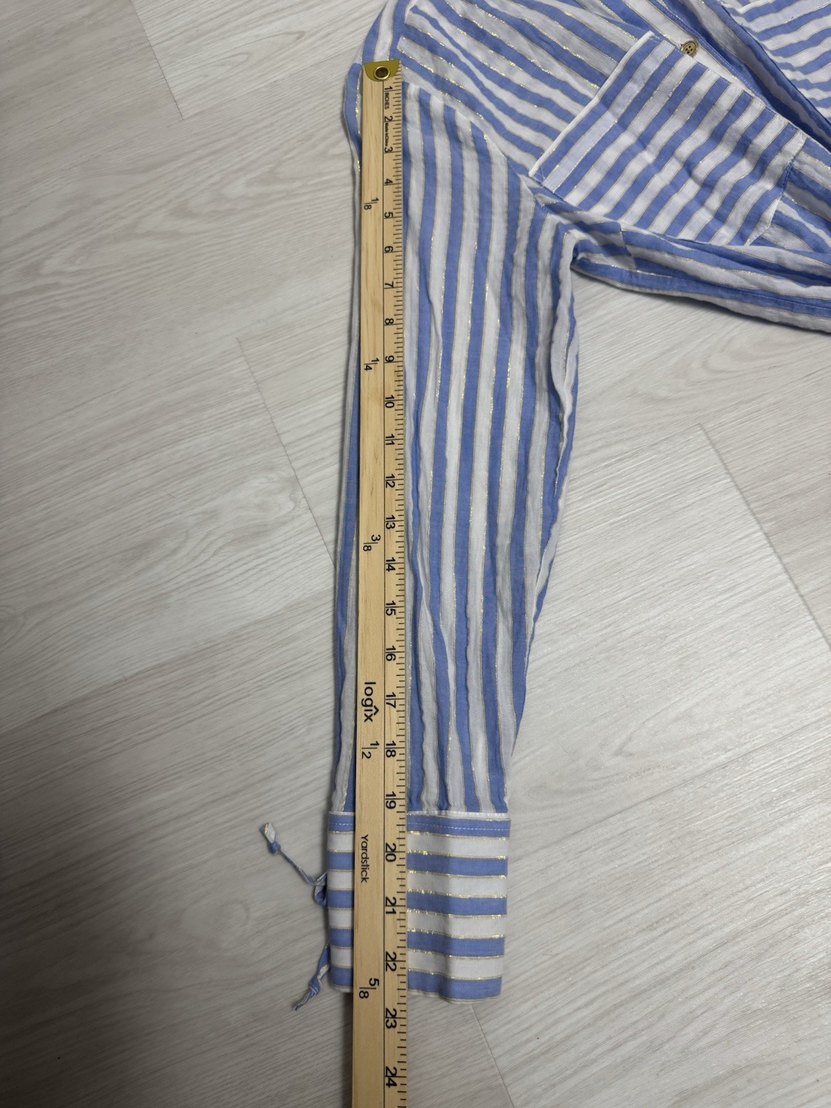 Michael Kors Blue & White Striped Gold Style Long Sleeve Button Up Women’s S