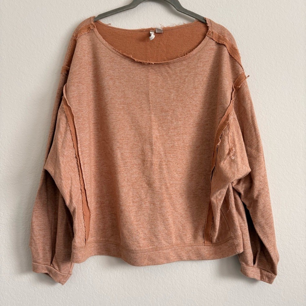 Caro Rusty Orange Distressed Boho Top- size M