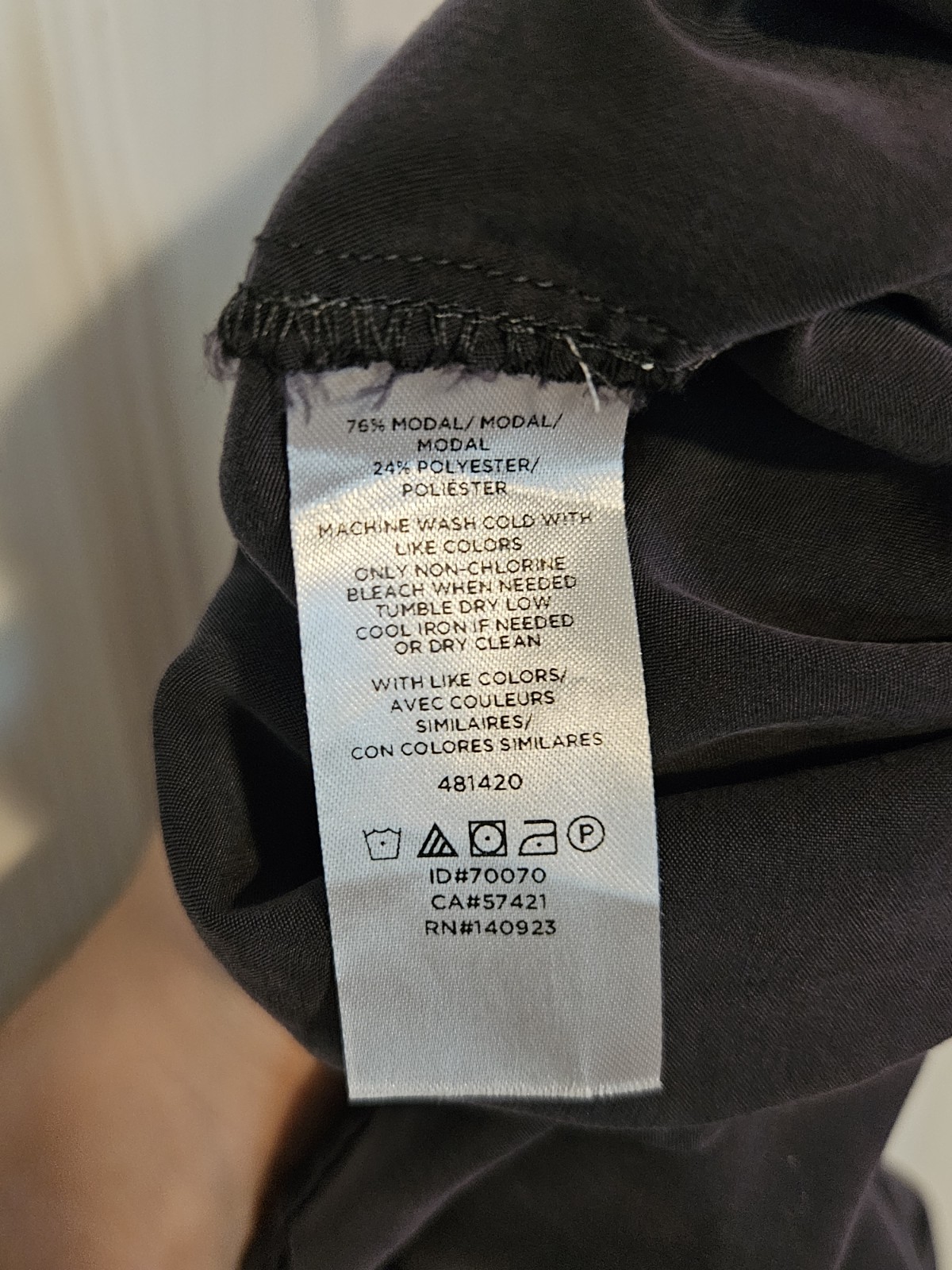 Loft Charcoal Grey Long Sleeve Modal Blend Peasant Blouse Size Small