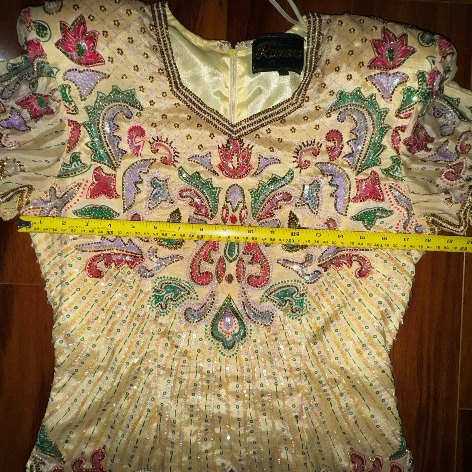 Ramana Pure Silk Beaded Embroidered Boho Top Vintage Festival Size 10 Hippie