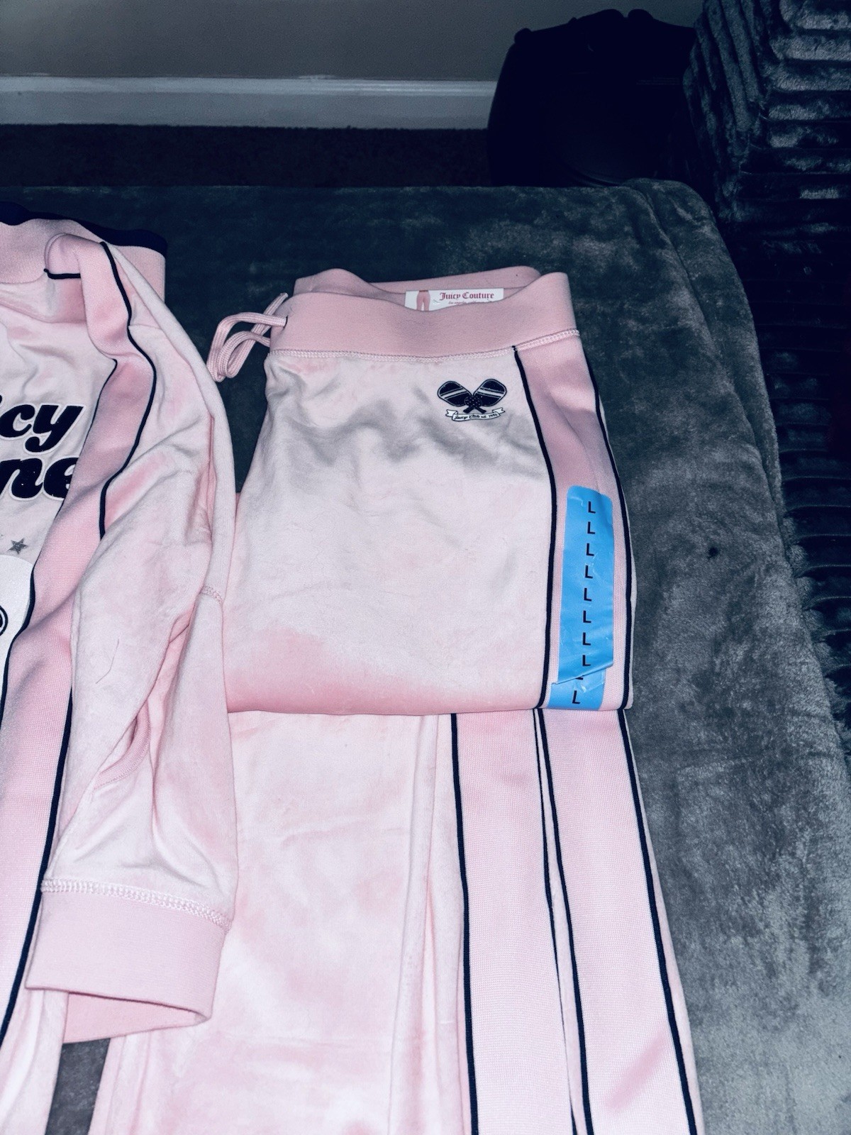 NWT Juicy Couture Velour Tracksuit Set Pink Women’s Size L Pickleball Set