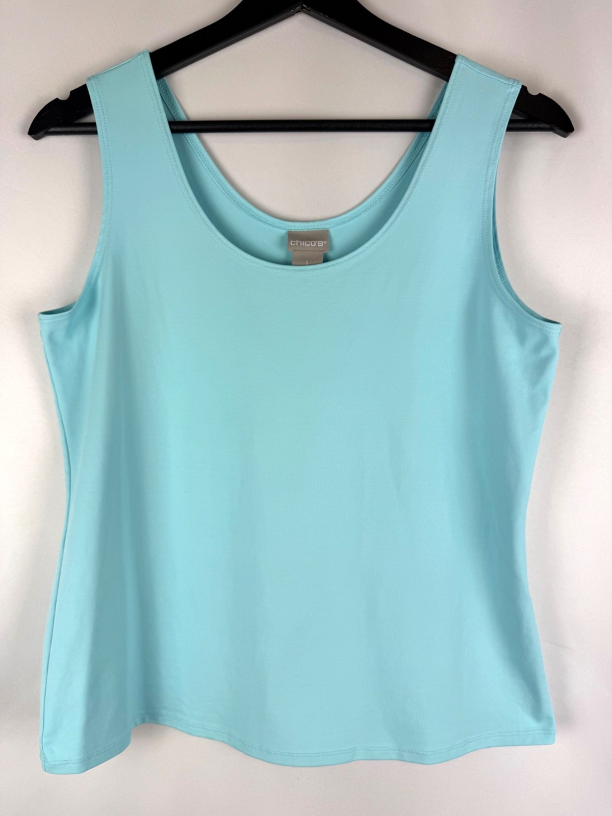 Chico’s Light Blue Scoop Neck Contemporary Microfiber Tank Size 1- Medium M
