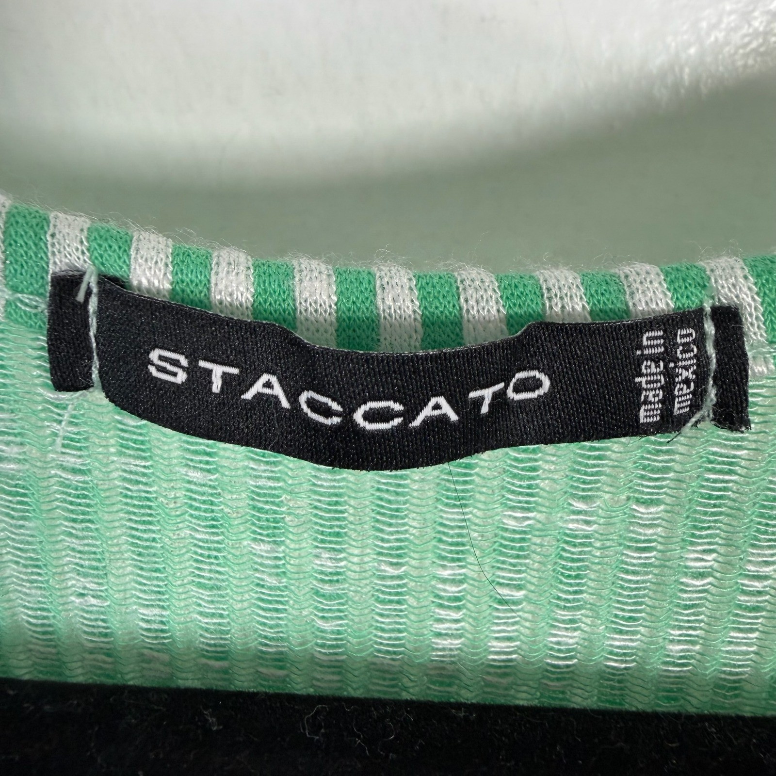 Staccato Green White Stripe Ribbed Knit Tank Top Sleeveless Casual Size S