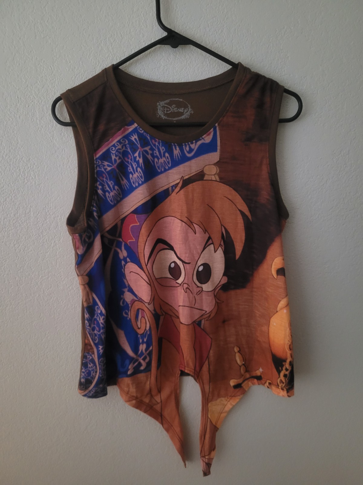 Disney’s Aladdin Abu The Monkey Tie Shirt Tank Woman Size Medium
