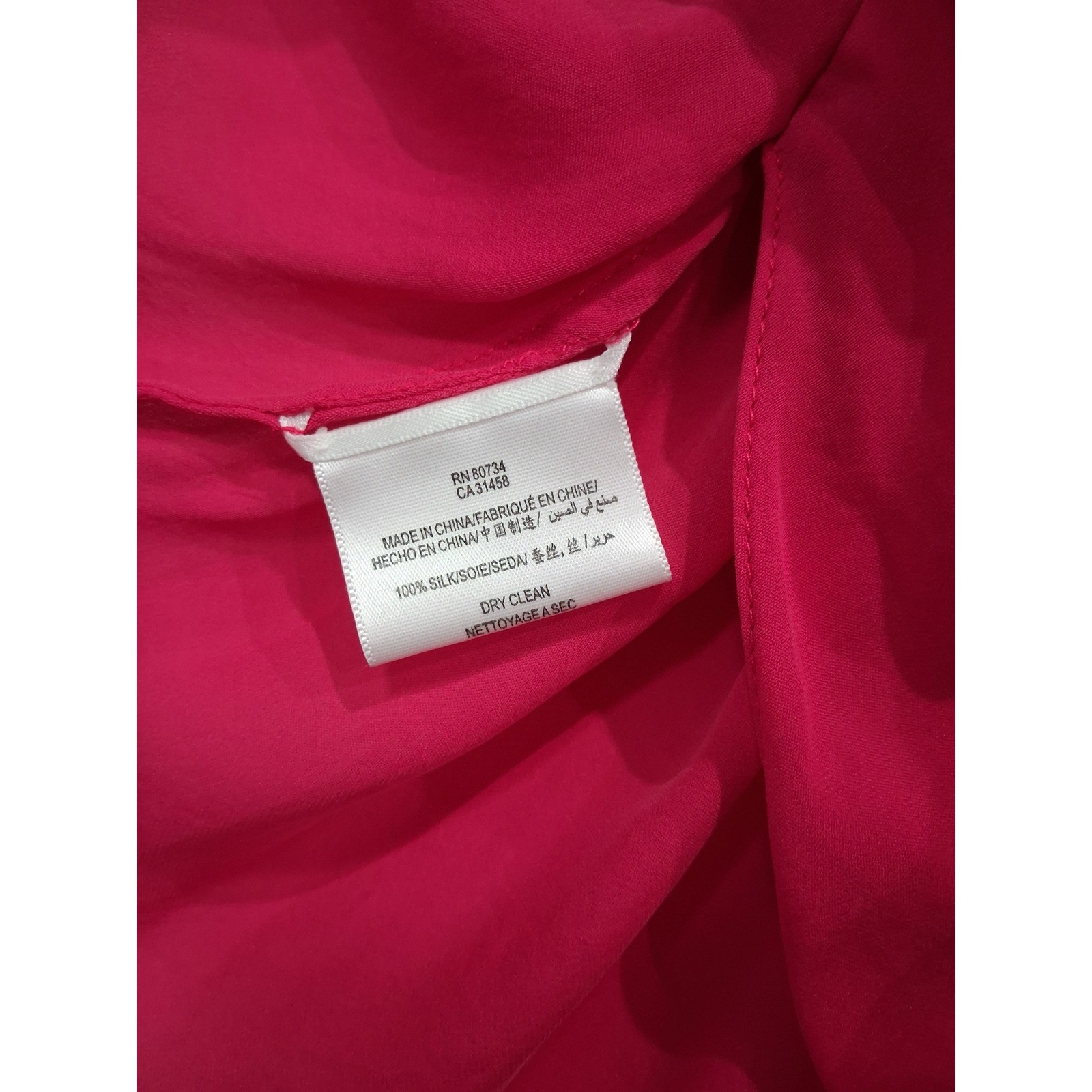 BCBGMAXAZRIA Womens XS Pink 100% Silk Wrap Blouse Kimono Flutter Sleeve V-Neck