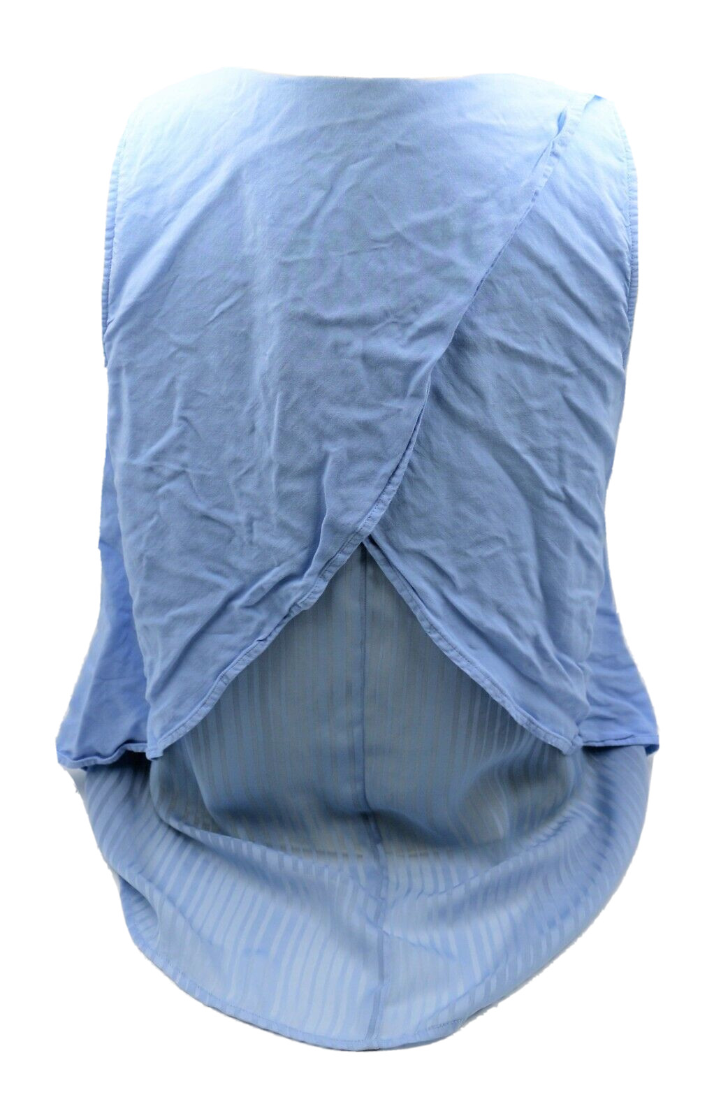 Guess Women’s sleeveless Blue top Asymmetrical full front zip sheer back size M