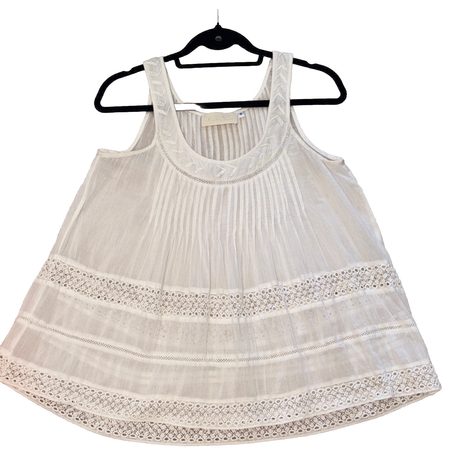Love Sam Bohemian White Cotton lace embroidered blouse Sz S