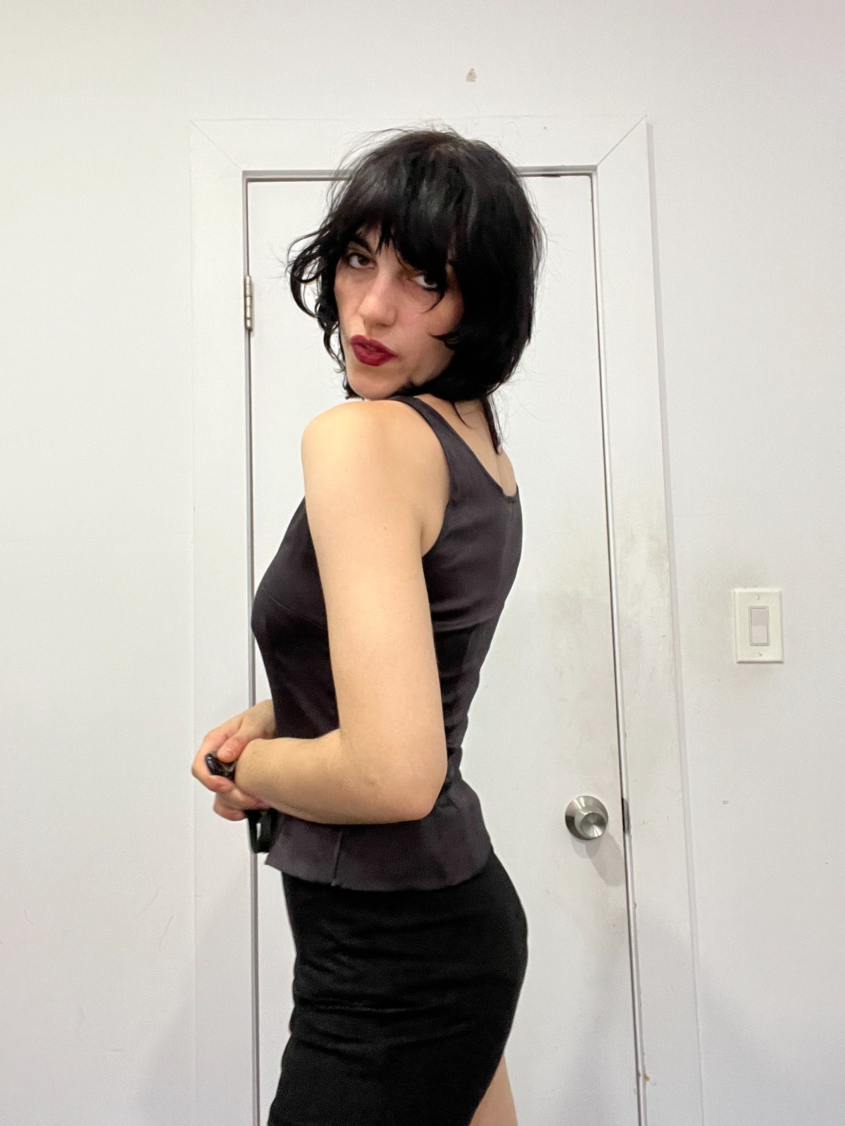 Sexy Vintage Satin Looking Gothic Tank Top Blouse by NY&CO