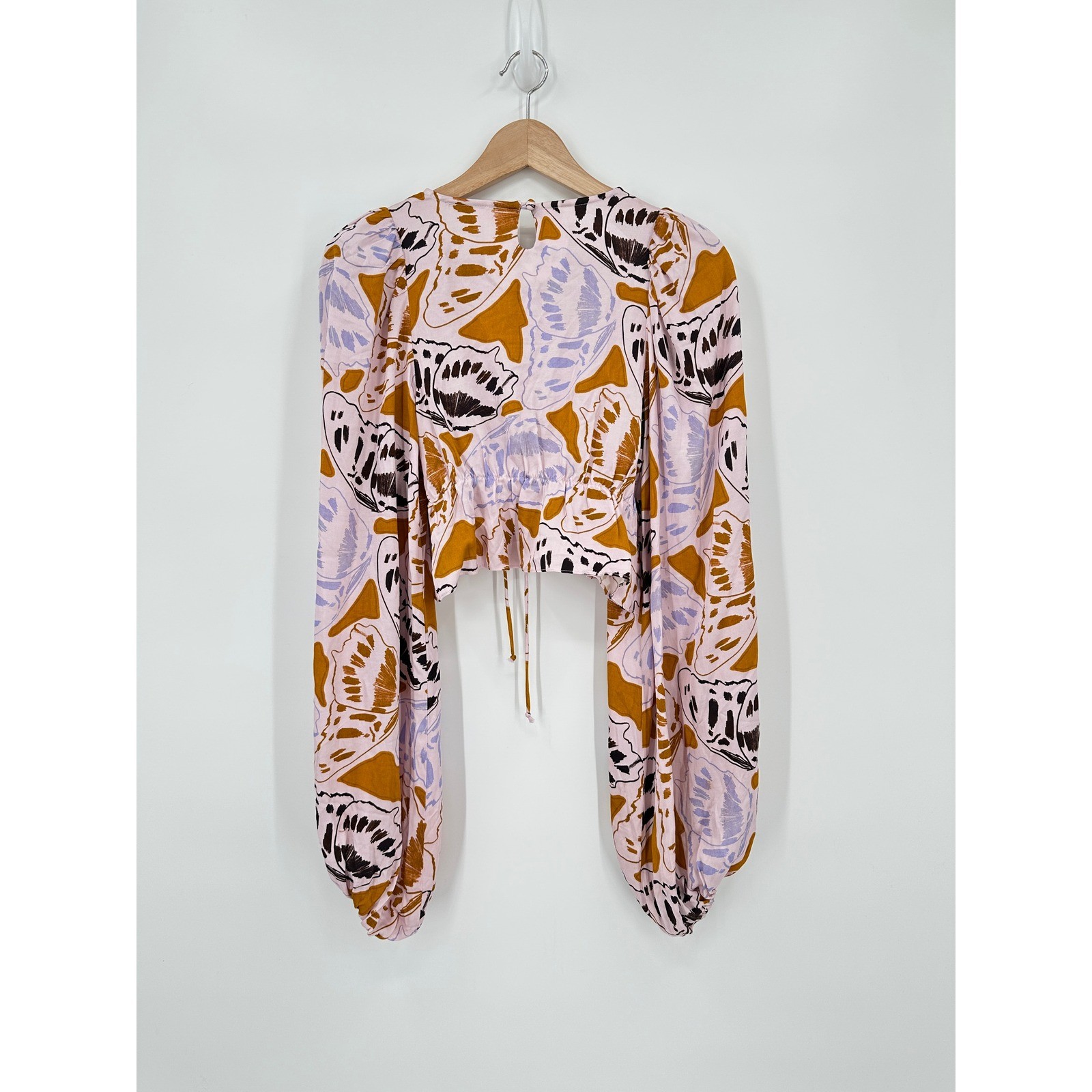 For Love and Lemons Esmerelda Crop Top in Orange Butterfly Wrap Blouse Women XS