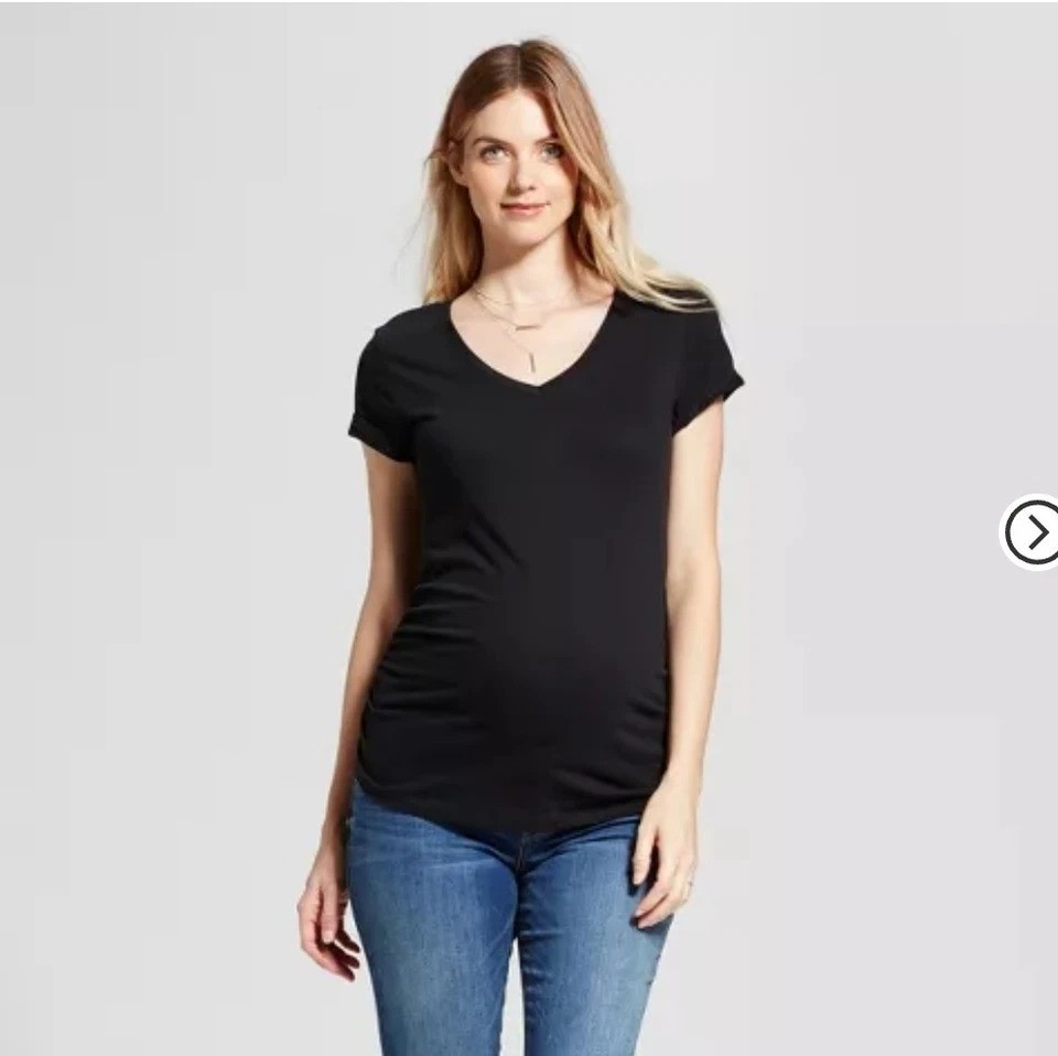 Isabel By Ingrid+Isabel Classic Black V-Neck Tee Shirt Top Maternity Size M NEW