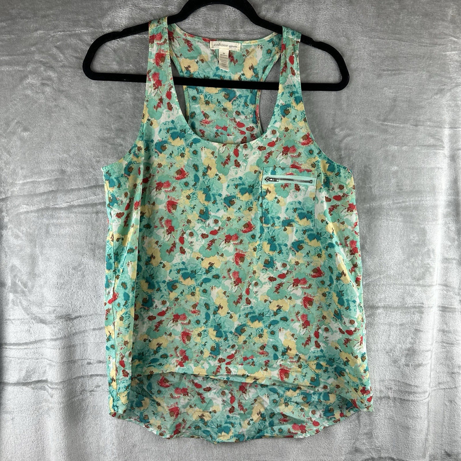 Ambiance Apparel Top Women’s M Multicolor Abstract Floral Print