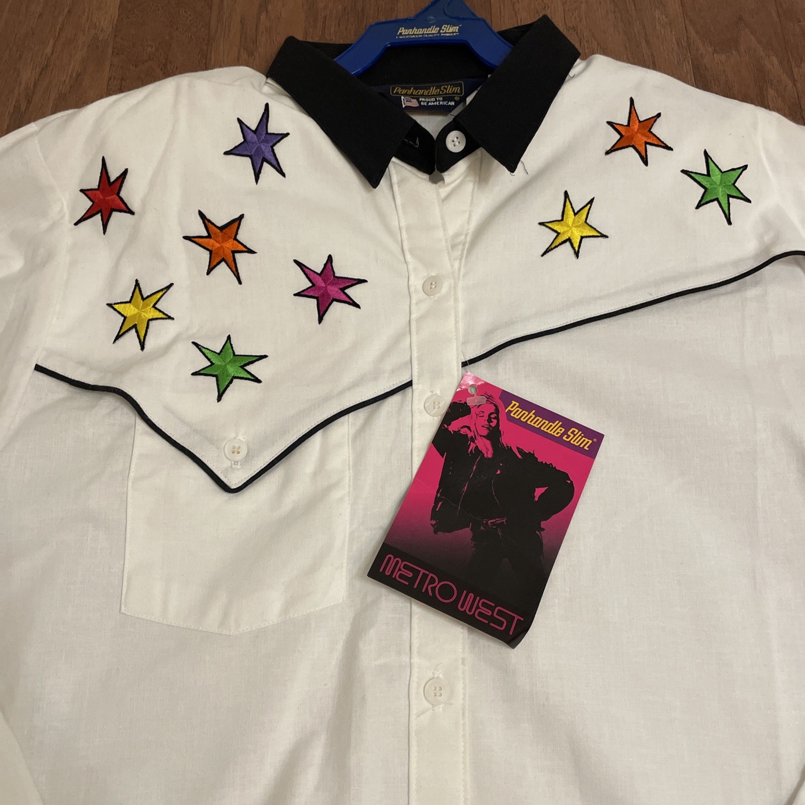 Vintage Panhandle Slim Western Shirt Embroidered Star Shoulder Pad Women’s Small