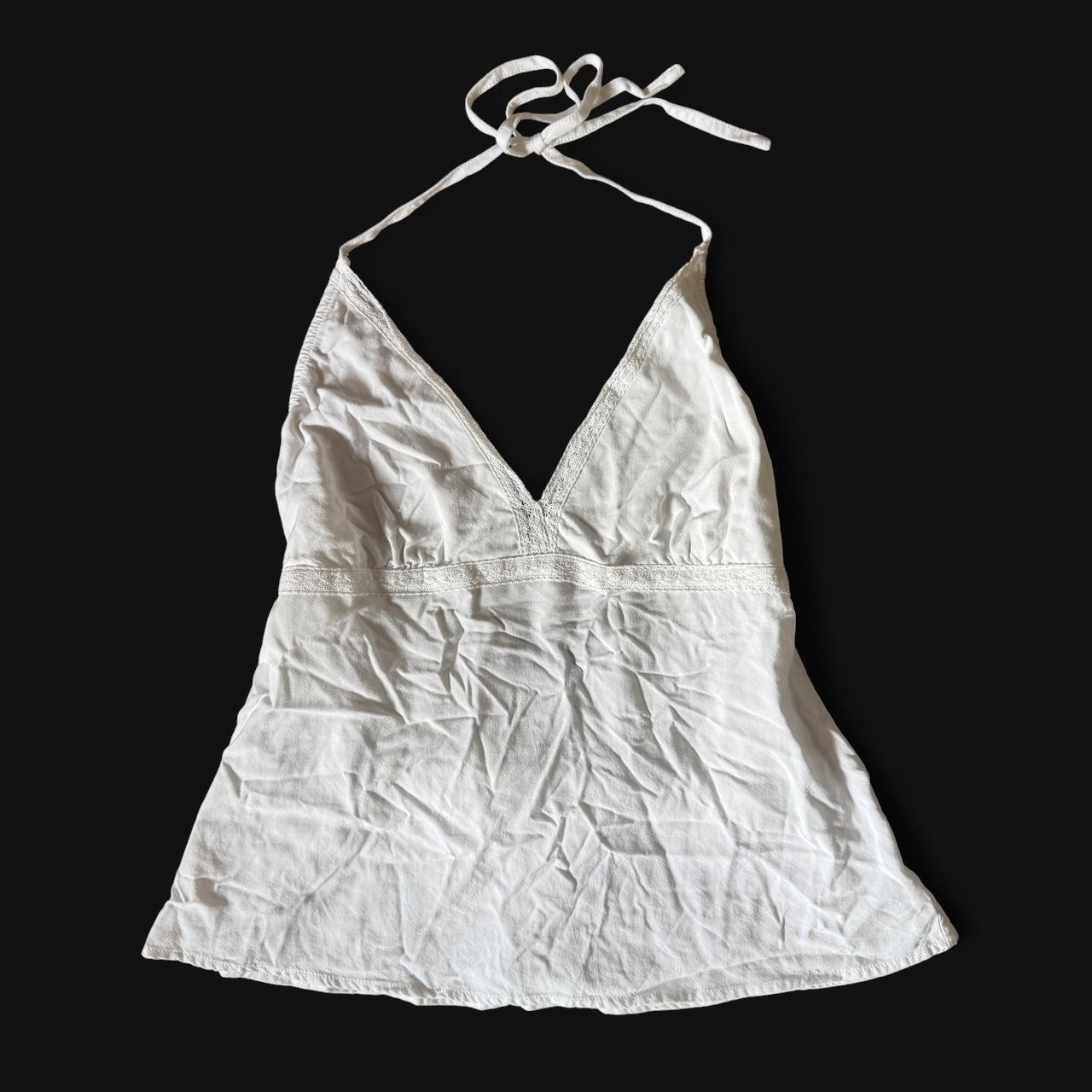 Y2K Brandy Melville Edith Lace Halter Top XS/S White Babydoll Tie Back Coquette