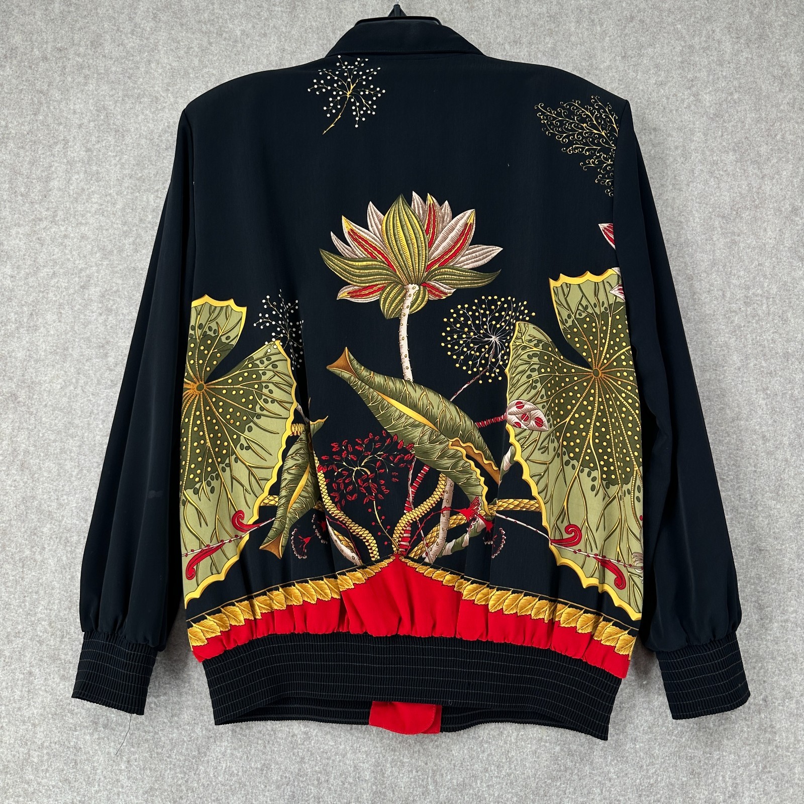 VTG Jordana Long Sleeve Asian Floral Blouse Light Jacket Size: 14/16 LARGE Satin