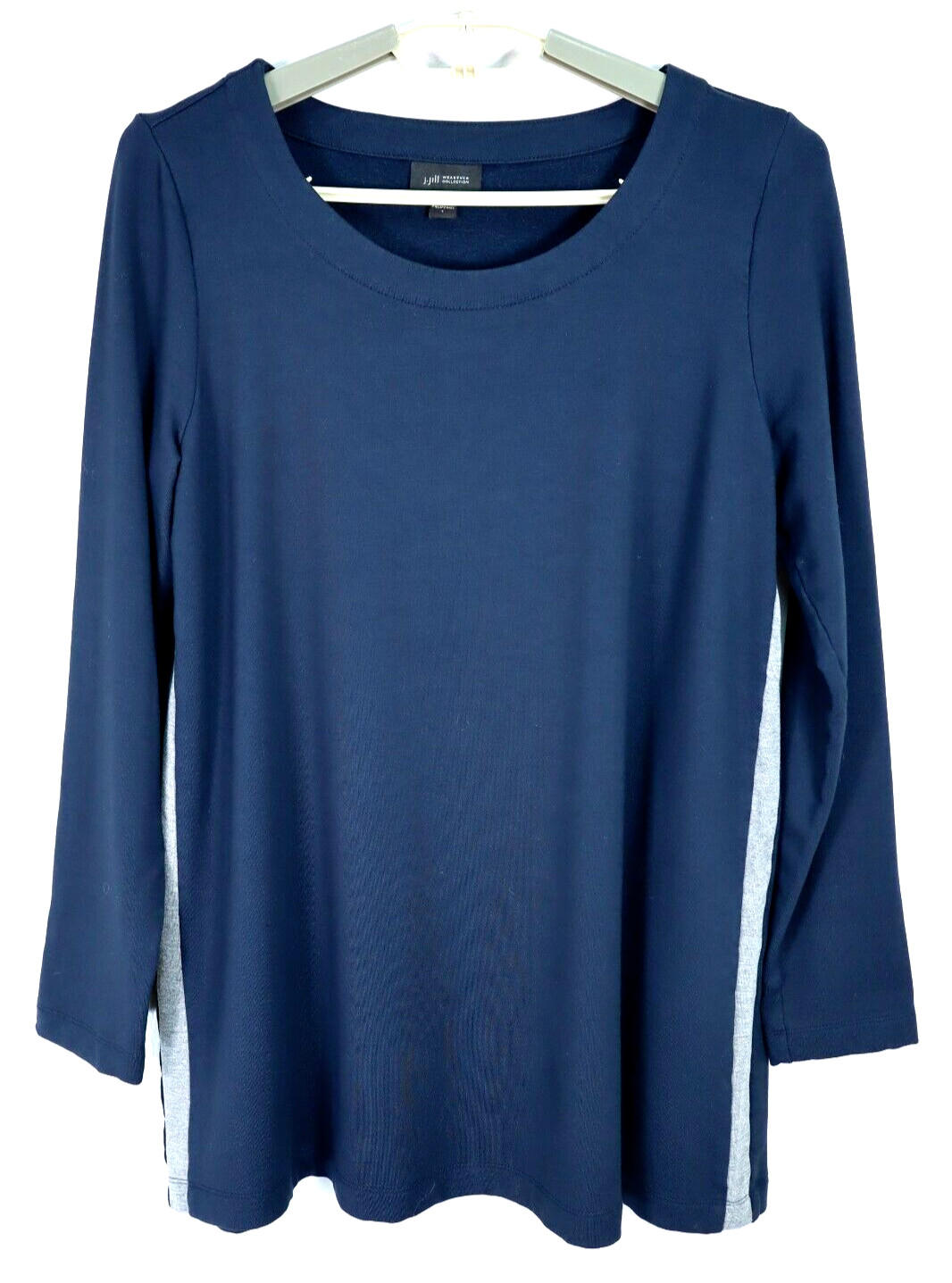 NEW J. JILL Women’s Stretch Rayon Long Sleeve Blouse Fleece Lined Blue Size S