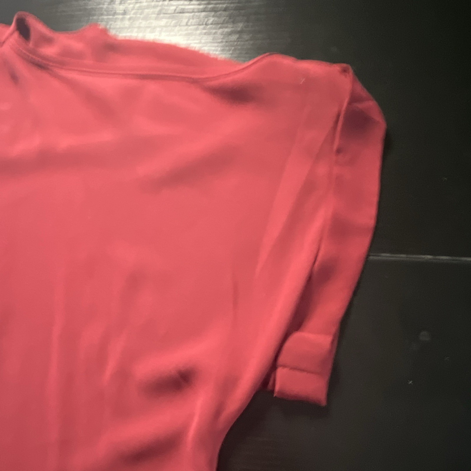 Maternity S Red Solid Round Neck Short Sleeve Polyester Pullover Blouse Top