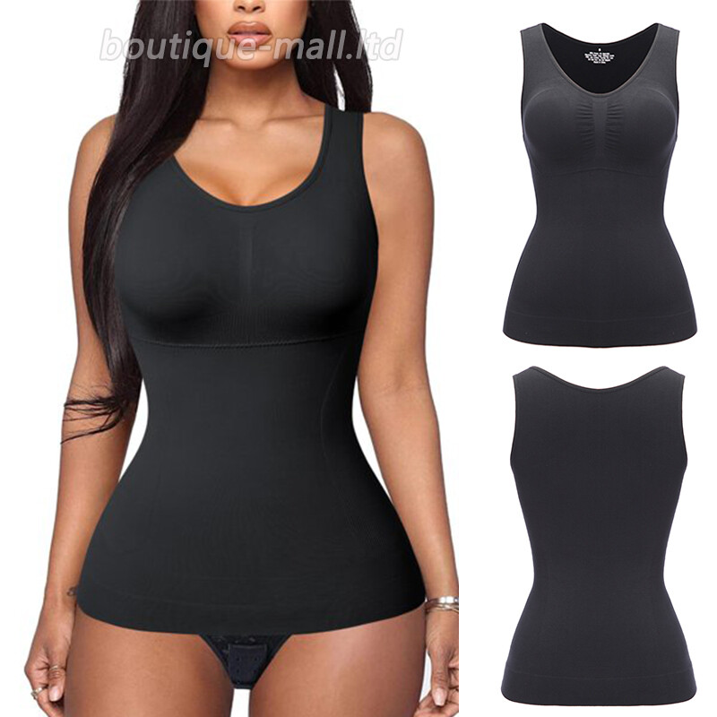 Women With Built in Bra Slimmer Body Shaper Tummy Control Tank Top Cami T-Shirts