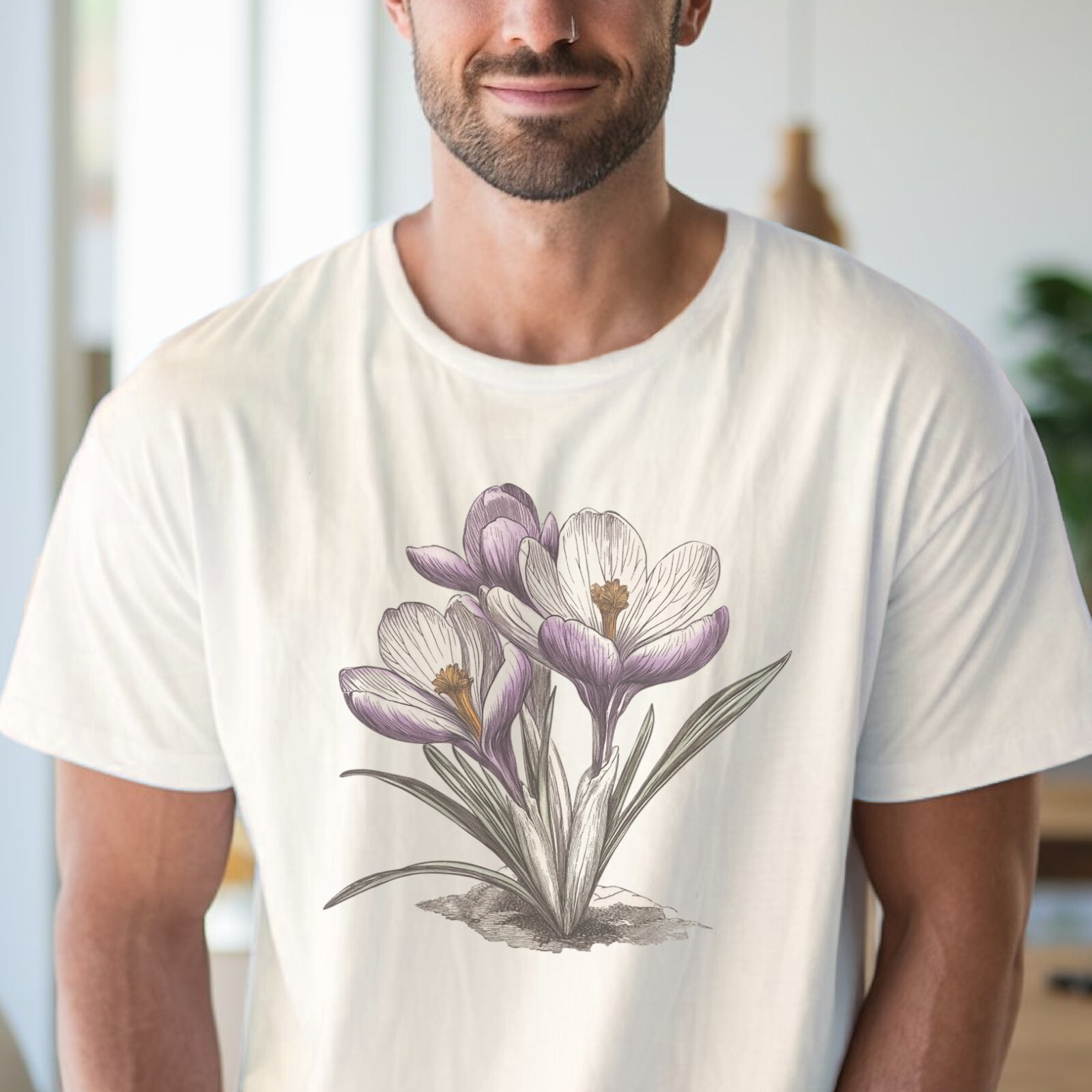 Crocus Tee Botanical Flower Shirt Spring Garden Gift